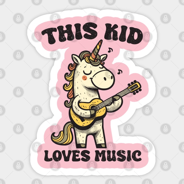 Unicorn playing guitar Sticker by Yopi